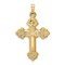 14K Yellow Gold Budded Hollow Cross Pendant Jewelry 34.2mm x 20.4mm